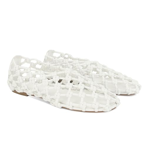 Image of Mesh Ballet Flats for Women Round Toe Woven Hollow Beach Ballerina Flats Summer Cute Casual Mary Jane Shoes