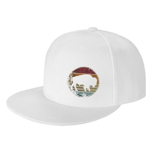 Buffalo Retro Bison Animal Lover Adjustable Outdoor Baseball Hat Flat Hat2