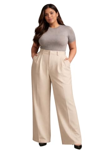 Image of KOTTY Plus Size Women's High Waist Comfortable Straight Fit Formal Pants