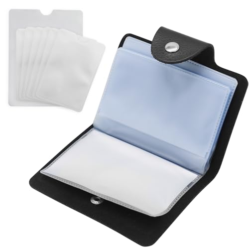 Tarjetero con Protección RFID para 24 Tarjetas - Cartera Protectora para Hombre y Mujer - Negro, Juego de 6