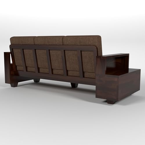 Image of Solid Sheesham Wood 5 Seater Sofa Set | Five Person Sofa with Drawer Storage | 3+1+1 Wooden 5 Seater Sofa Set for Living Room Home Decor (Design 23)
