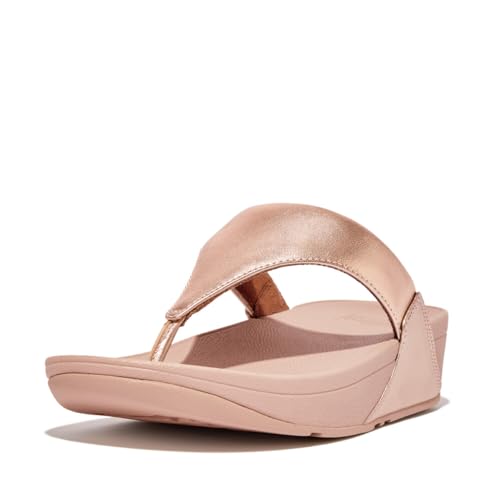 Image of FitFlop Women's Lulu Leather Toepost Sandal, Rose Gold - 4 M US