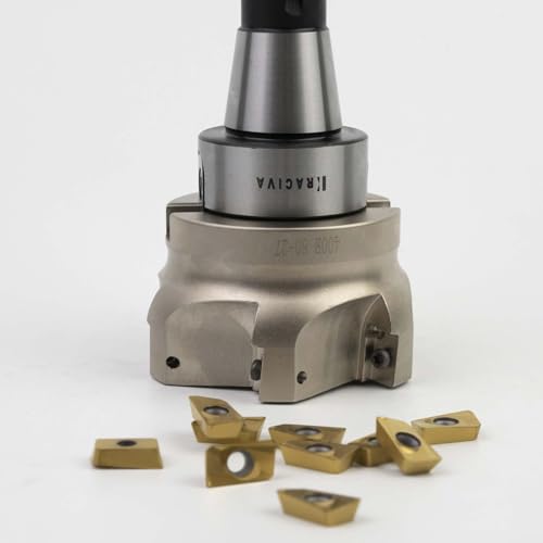 Image of R8 Face Mill, 400R 80MM 90 Face Mill Arbor, R8 FMB27 7 /16-20UNF Thread Shank, 10Pcs APMT1604 Carbide Inserts and T15 Wrench (80-6T)