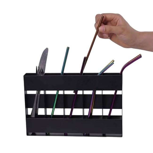 5 Compartment Metal Straw Organizers Adhesive Cabinet Mount Reusable Narrow Storage Shelves for Kitchen Office Adhesive Straw Organizers for Refrigerator