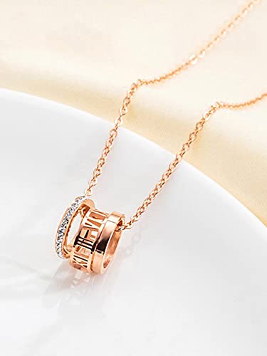Image of Yellow Chimes Chain Pendant for Women Rose Gold-Plated Rings Charm Chain Pendant Necklace for Women and Girls.