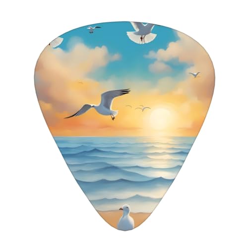 seagulls by the sea Wear-resistant guitar picks for guitar, bass, electric guitar, ukulele, thin, medium, heavy, 12-piece guitar picks