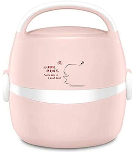 HHORB Olla Arrocera Automática Antiadherente Mini Olla Arrocera Eléctrica Acero Inoxidable 2 Capas Vaporizador Calentador Portátil De Contenedores De Alimentos 1.3L, Rosa Cover