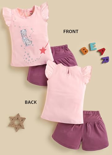 Image of LuvLap Baby Girls Regular Fit 100% Cotton Half Sleeves Girls Top CoSet Pack of 3
