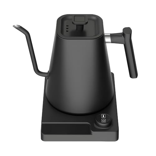 Eacam Electric Gooseneck Kettle Temperature Control Pour-Over Kettle for Coffee and Tea 1.0L Silent 1-24H Keep Warm Stainless Steel LCD Display 1200W Quick Heating Hot Water Boiler
