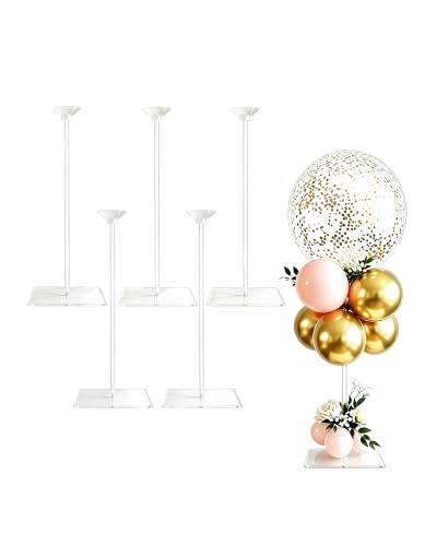 Image of Lightsfever 6 Pack Reusable Acrylic Clear Balloon Stands for Centerpieces