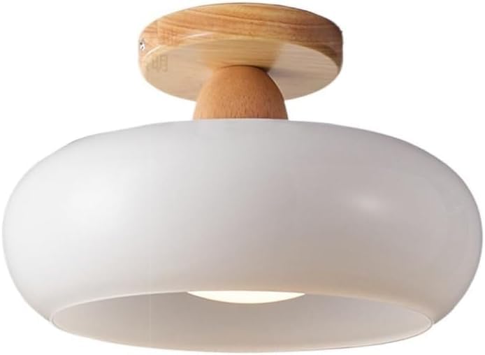 Plafonnier en verre orange et bois moderne du milieu du siècle pour cuisine luminaire de plafond