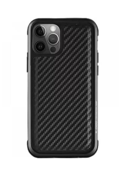 K-DOO for Case Mars Carbon Luxurious Phone Cover with 3D Backplate (iPhone 12 Pro, Black)