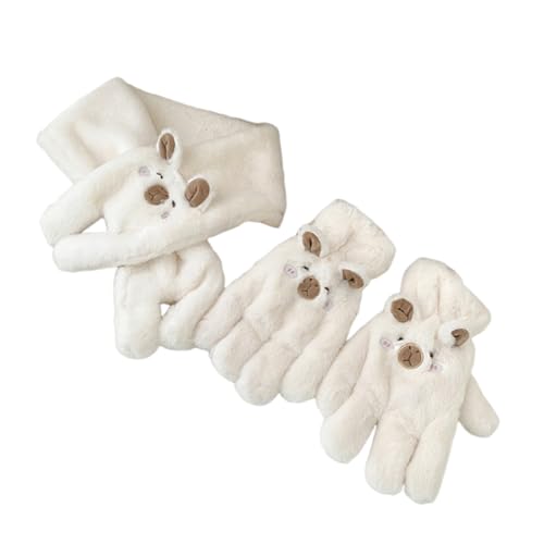 Guantes y bufanda de dibujos animados para evitar el frío en el cuello 4