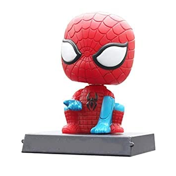 Spiderman Character || Diwali Gift || Marvel Bobble Head with Mobile Holder Cartoon Action Figure Toys Collectible Showpiece for Car Dashboard | Office Workstation Desk Table Top (Red, Blue)