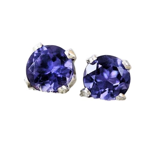 Puces en iolite naturelle de 3 mm et argent sterling 925 facetté