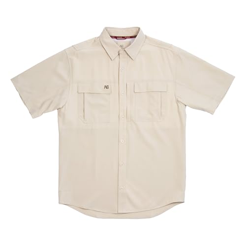 Men's Short Sleeve Hay Baler Button Down Shirt, Breathable Performance Work Shirt for Farmers and Ranchers with UPF30