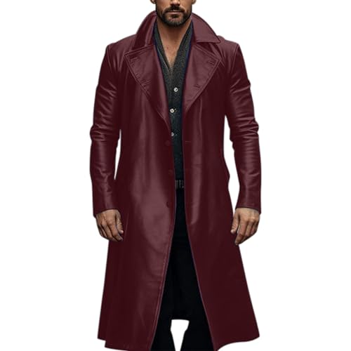 Manteau en cuir homme contre le froid veste longue ajustée
