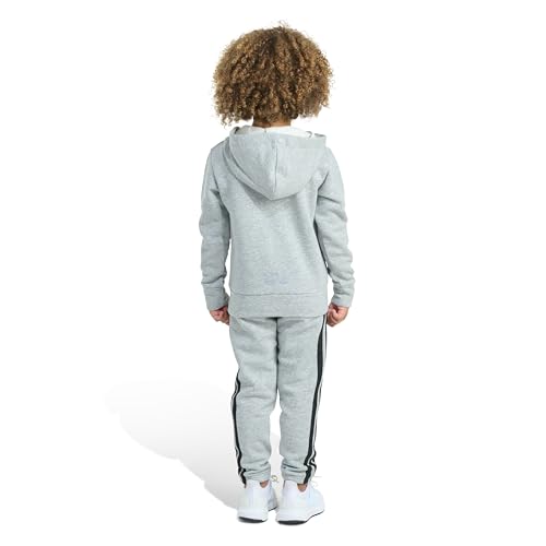 adidas Boys 2-piece Long Sleeve Essential Big Logo Heather Fleece Jacket & Jogger Set4