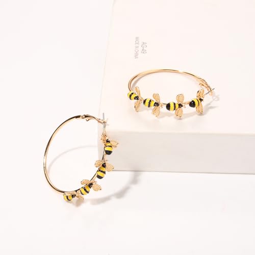 Bee Hoop Earrings Honey Bee Large Gold Hoop Earrings Stud Fun Cute Animal Jewelry for Women Spring Summer Holiday Party Gift2