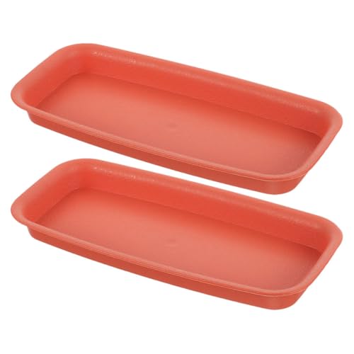 Image of GLEAVI 2 Pcs Rectangular Planter Trays: Terracotta Window Box Saucers for Conservatory - Balcony Seedling Base Conservatory Decor (24x11x2cm)