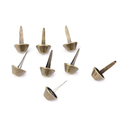 50PCS Bolso de perno prisionero inferior de placa Pies Bolsa de metal plano Pies Pernos de cono Espiga de hongo Monedero de remache Pies Espiga Cabezas remaches para cuero(15mm-Brass)