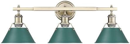 Golden Lighting 3306-BA3 AB Orwell 3 Light 27" Wide Vanity Light - Aged Brass/Pine Green Shades