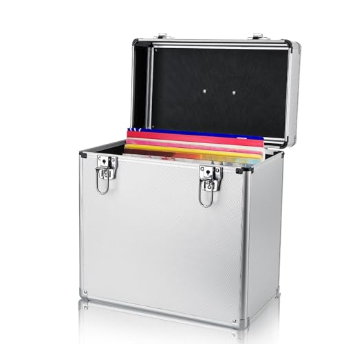12 Vinyl Record Storage Holds 50 LP Albums Lockable Aluminum Case