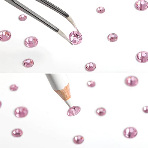 Image of Beadsland Rhinestones for Makeup,8 Sizes 2500pcs Pink Flatback Rhinestones Face Gems for Nails Crafts with Tweezers and Wax Pencil,Light Pink,SS4-SS30