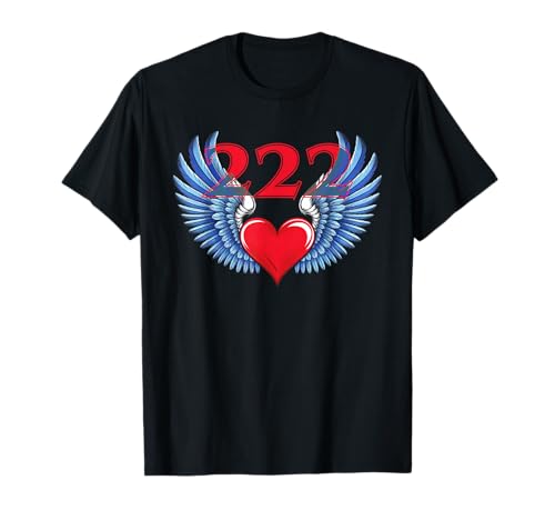 222 Angel Number Spiritual Heart and Wings T-Shirt