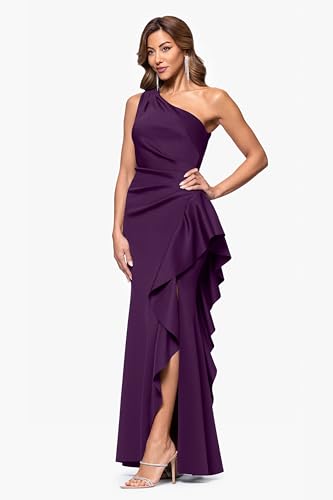 Image of Xscape Women's Off The Shoulder Sequin Floral Lace Overlay Formal Gown with Sweetheart Neckline