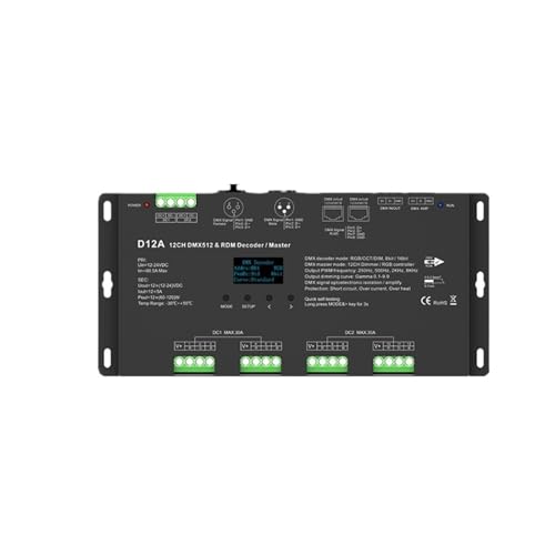 12 �`�����l����d�� DMX512 ����� RDM �f�R�[�_�[ DC12V-24V OLED 12CH 5A RGB �}�X�^�[ �R���g���[�� 8 �r�b�g 16 �r�b�g�APWM LED �X�g���b�v�ɓK���Ă��܂�