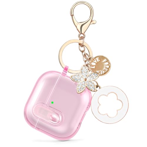 Image of (with Safety Lock) Clear Case Compatible with Cute Apple Airpods 4 Cases 2024 Women, VISOOM Soft TPU Transparency Air pods 4 Gen Cases iPods 4 Earbuds Case Girl Bling Keychain for Airpod iPod 4th Gen