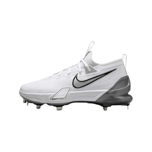 Nike Force Zoom Trout 9 Elite Baseball Cleats (FB2906-102, White/Black/Pure Platinum/Metallic Silver) Size 10