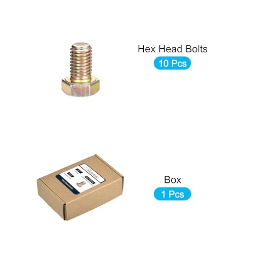 Image of METALLIXITY Hex Bolts (3 /4-10x1-1 /2 inch) 10Pcs, Carbon Steel Zinc Plated Fully Threaded, Coarse Thread UNC Hex Head Screw Bolt - for Furniture Repair, Yellow