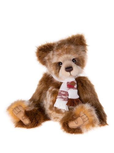 Charlie Bears - Galleta de jengibre | Colección de osito de peluche, atuendo de invierno, bufanda, oso de peluche marrón, hecho a mano, coleccionable, totalmente articulado, a partir de 3 años