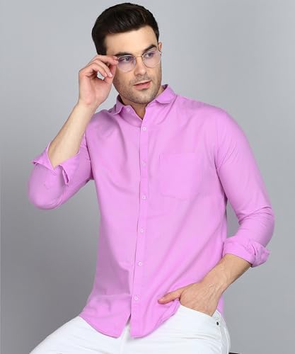 Image of MILDIN Men's Pure Cotton Striped Printed Shirt with Spread Collared Neck Full Sleeve Curved Hemline Button Closure and Regular Fit | Shirt for Man
