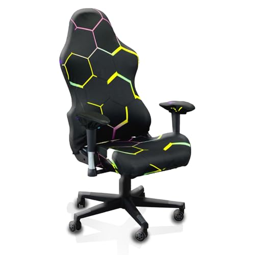QYZDLM Gaming Chair Covers Slipcovers, 3D Printing Stretchable Elastic Computer Reclining Gaming Chair Seat Cover with Armrest Cover (No Chairs)(M)