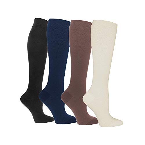 Compression Socks - Womens Black/Navy/Brown/Pearl Assorted Pack - 15-20 mmHg