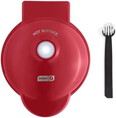 DASH DMW005GBAR06 Mini Maker for Individual Waffles, Hash Browns, Keto Chaffles with Included Brush and Cord Wrap, and Easy to Clean Non-Stick Surfaces, 4 Inch, Apple Red