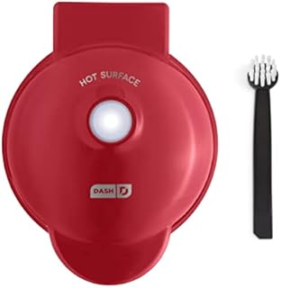 DASH DMW005GBAR06 Mini Maker for Individual Waffles, Hash Browns, Keto Chaffles with Included Brush and Cord Wrap, and Easy to Clean Non-Stick Surfaces, 4 Inch, Apple Red