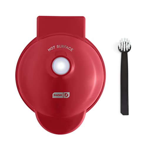 DASH Deluxe Mini Maker for Individual Waffles, Hash Browns, Keto Chaffles with Included Brush and Cord Wrap, and Easy to Clean Non-Stick Surfaces, 4 Inch, Apple Red by DASH - Used condition - CA$10.65