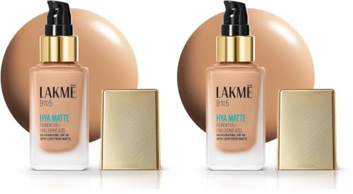 Image of Lakme 9to5 Hya Matte Foundation + Hyaluronic Acid Warm Beige - 25ml (Pack of 2)