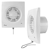 VONLIS Badlüfter Lüfter Wandlüfter Ventilator WC Bad Küche leise Ø 100 mm Zugschalter