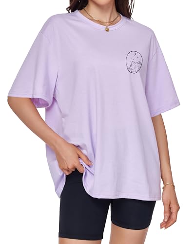 ADOREJOY Oversized Tshirts for Women Crewneck Summer Graphic Tees Short Sleeve Loose Basic Tops - Image 4