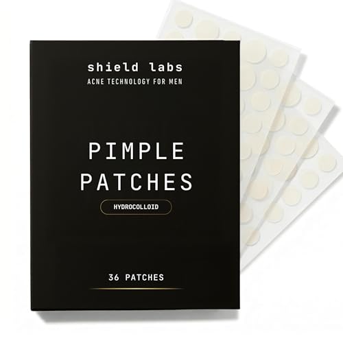 Shield Pimple Patches for Men and Boys, Invisible Hydrocolloid Spot Treatment for Acne Blemishes & Breakouts, 72 Count, Pack of 2