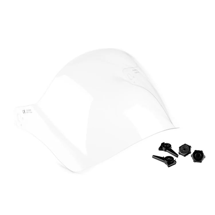 Transparent Small Visor for Ampere Helmet, Clear Polycarbonate Face Shield with Mounting Hardware, Anti-Scratch Protection for Safety Helmets, Lightweight and Durable, Made in Italy (Large)