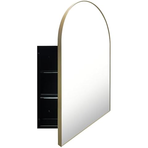 FOMAYKO Arched Gold Bathroom Mirror Cabinet Cover