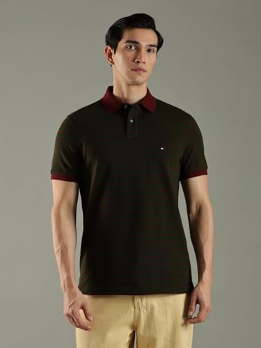 Image of Tommy Hilfiger Solid Regular fit Cotton Polo t-Shirt