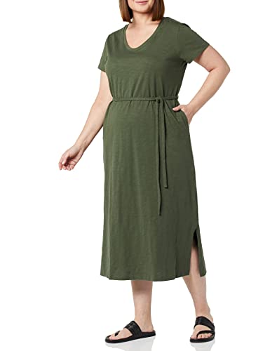 Amazon Essentials Damen Midi-T-Shirt-Kleid Kurze Ärmel Gürtel, Olivgrün,...