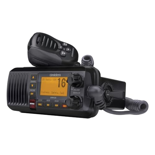 Image of Uniden UM435BK Advanced Fixed Mount VHF Marine Radio, All USA /International /Canadian Marine Channels including new 4-Digit, CDN inchB inch Channels, 1 Watt /25 Watt Power, Waterproof IPX8 Submersible, Black